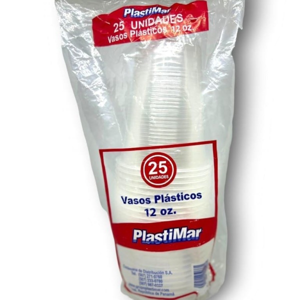 VASO 12 OZ TRANSPARENTE (25U)