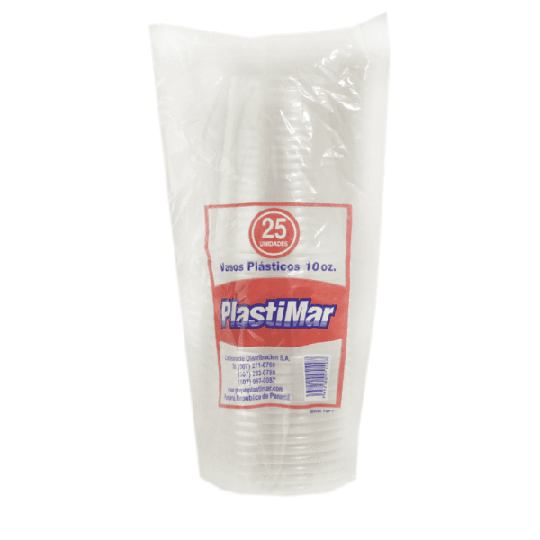 VASO 10 OZ PLASTICO TRANS 25U